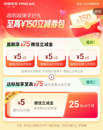 信用卡羊毛攻略之平安信用卡开户好礼：见面有礼，首刷立减