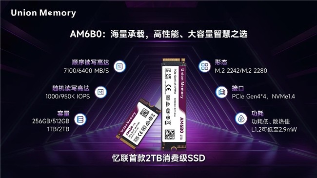 性能与容量双飞跃，忆联发布新一代消费级2TB SSD AM6B0