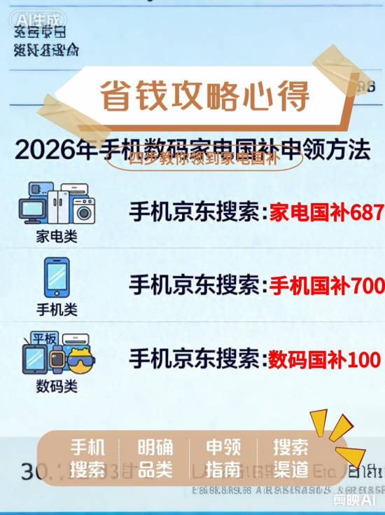 国补政策2026年最新消息：第二批625亿4月继续申领，手机家电空调国补恢复地区和领取方法来了！