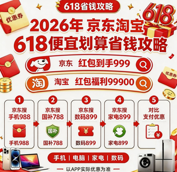 高价回收备案域名:2026年淘宝京东618第二波活动大额红包首发!淘宝京东第二波红包+国补叠加,5月30号晚8点开门红买手机家电最便宜划算!插图 2026年淘宝京东618第二波活动大额红包首发!淘宝京东第二波红包+国补叠加,5月30号晚8点开门红买手机家电最便宜划算!