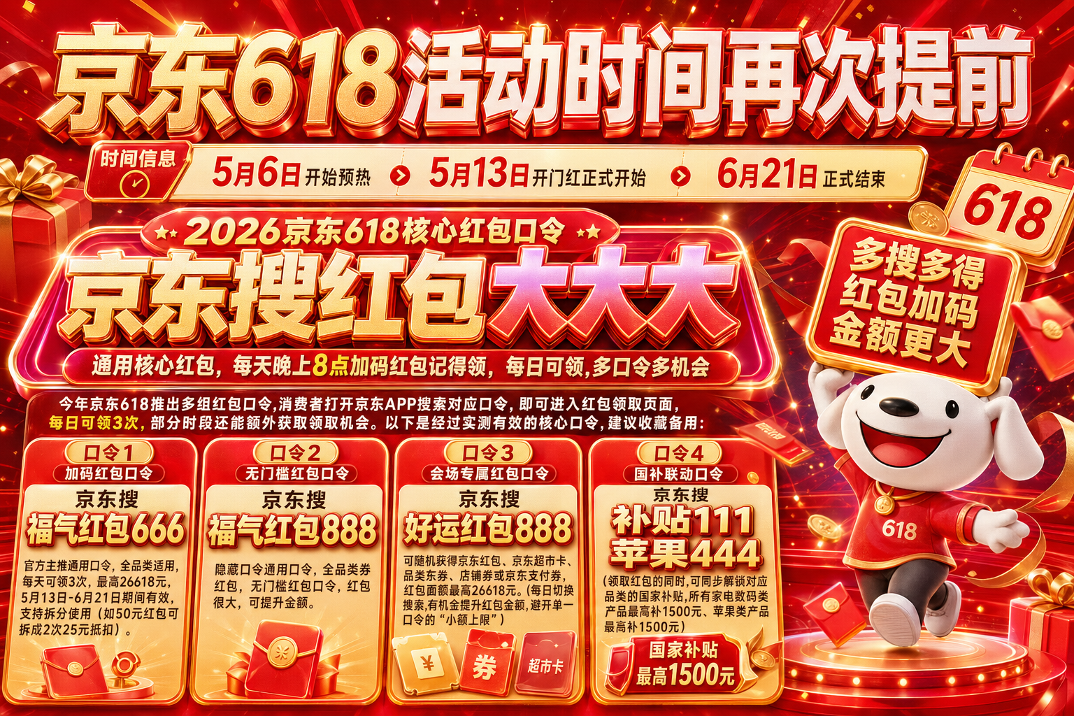 2026京东618最全攻略来了：活动时间表正式公布！红包口令、国补入口、手机数码家电苹果最佳划算购买时机一次说清