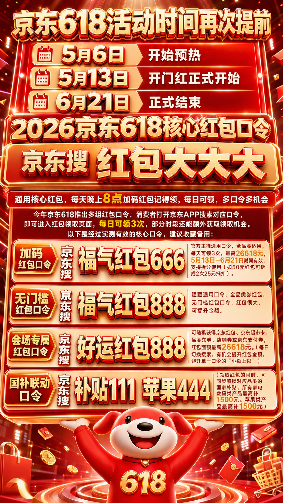 2026京东618最全攻略来了：活动时间表正式公布！红包口令、国补入口、手机数码家电苹果最佳划算购买时机一次说清