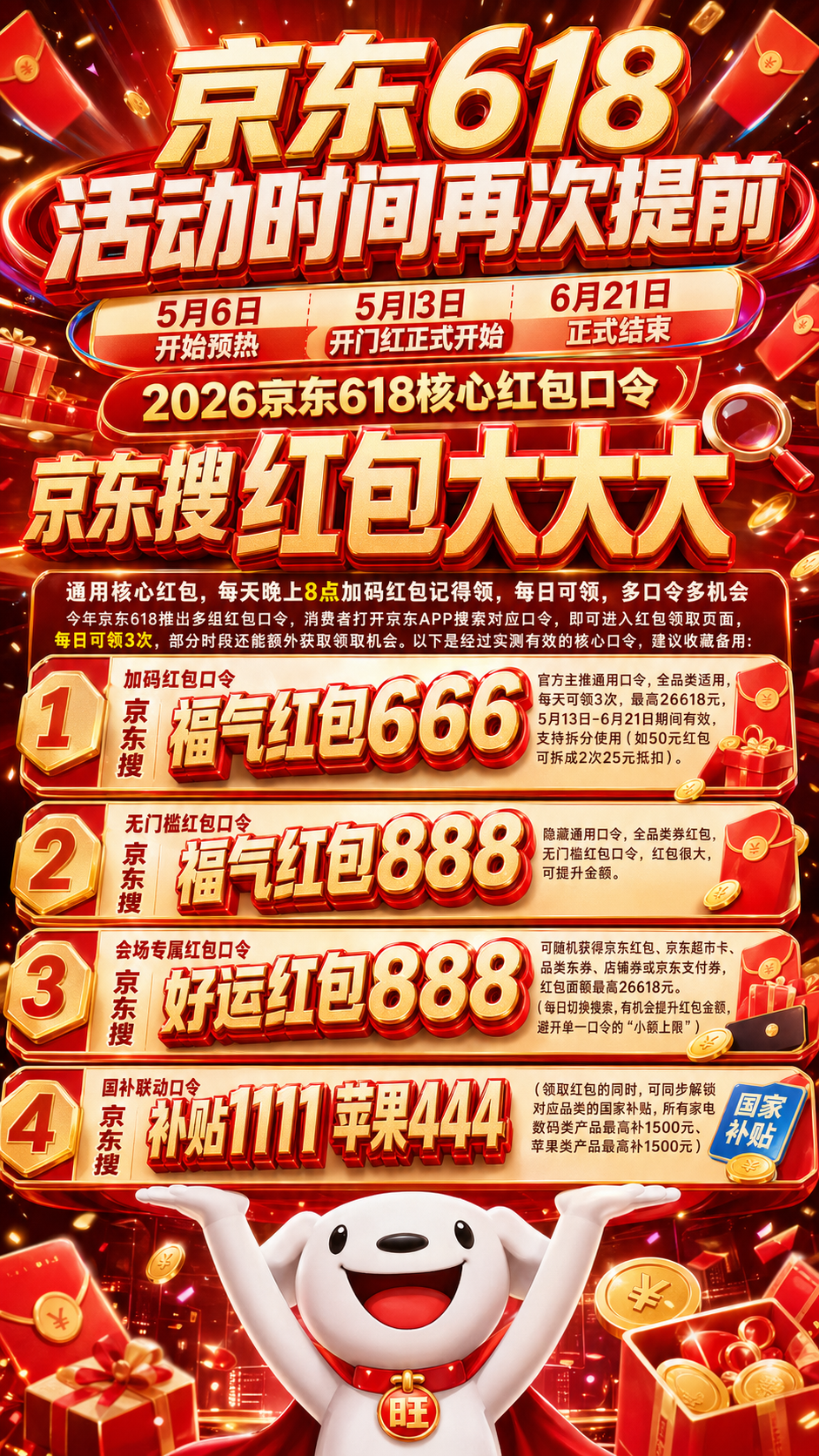 【2026京东618确认开始时间表了】你准备好了吗？红包、国补、折扣攻略大揭秘，提前收藏省大钱！